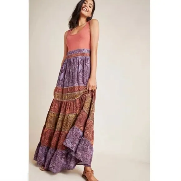 ⭐️ Colima Maxi Dress Tiered Snake Print Sleeveless Tank Chic Girly Maxi Dress