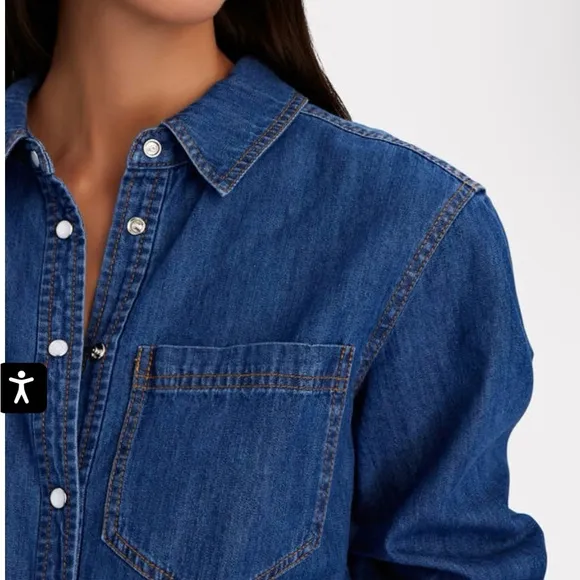 - NWOT VERONICA BEARD Keston gathered denim mini shirt dress 4