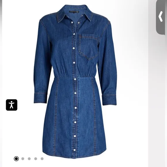 - NWOT VERONICA BEARD Keston gathered denim mini shirt dress 4