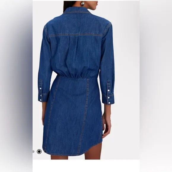 - NWOT VERONICA BEARD Keston gathered denim mini shirt dress 4