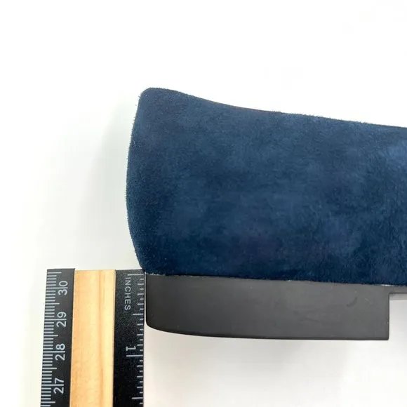 10 WIDE Bella Vita Evanna Navy Blue Suede Leather Point Toe Ballet Flats Shoes
