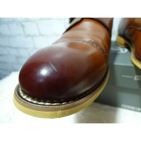 $125 Stacy Adams Desmond Cap Toe Monk Strap Cognac Dress Shoes 11 Wide NEW S630
