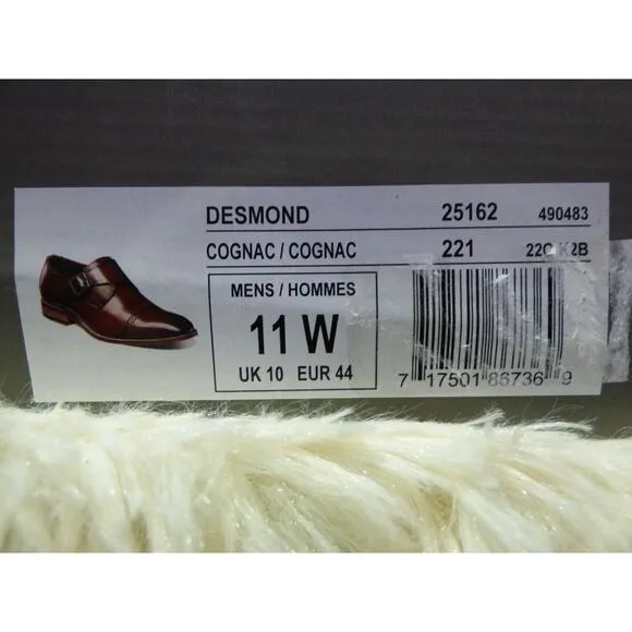 $125 Stacy Adams Desmond Cap Toe Monk Strap Cognac Dress Shoes 11 Wide NEW S630