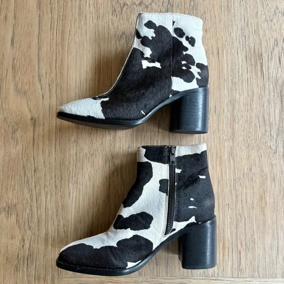 $245 INTENTIONALLY BLANK Cow Hide Ankle Boots Leather Heeled Booties SIZE 5 EUC