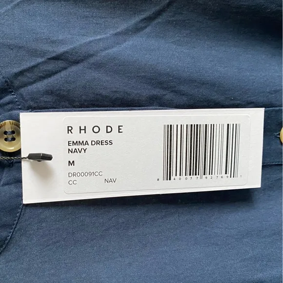 $395 New Rhode Navy Emma Cotton Dress Sz Medium