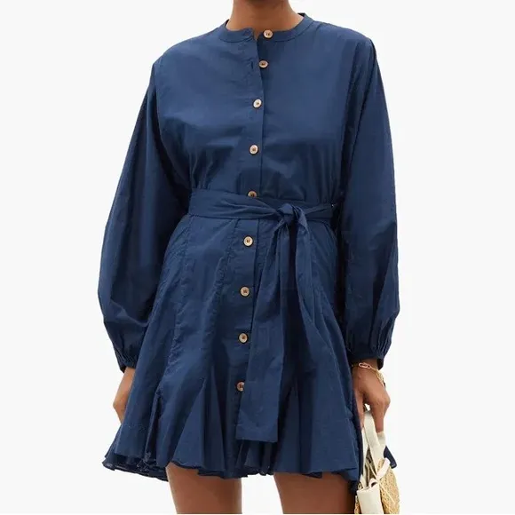 $395 New Rhode Navy Emma Cotton Dress Sz Medium