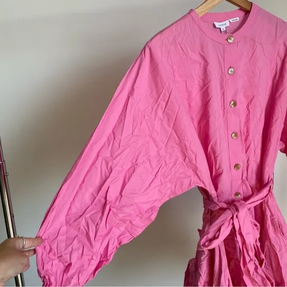 $395 New Rhode Pink Emma Cotton Dress Sz Medium