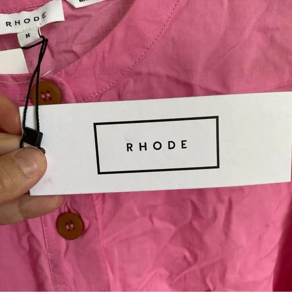 $395 New Rhode Pink Emma Cotton Dress Sz Medium