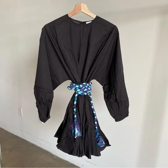 $395 NWOT Rhode Ella Dress in Black with Multi Belt Sz Small