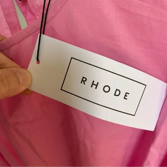 $395 NWT Rhode Ella Cotton Dress in Prism Pink #2 Sz Large