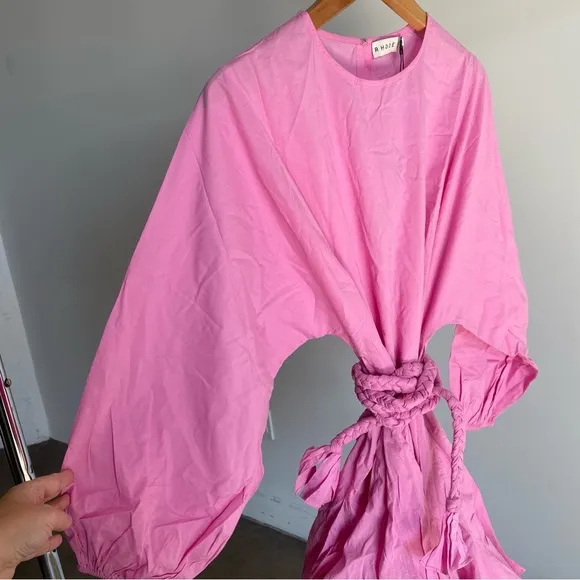 $395 NWT Rhode Ella Cotton Dress in Prism Pink #2 Sz Large