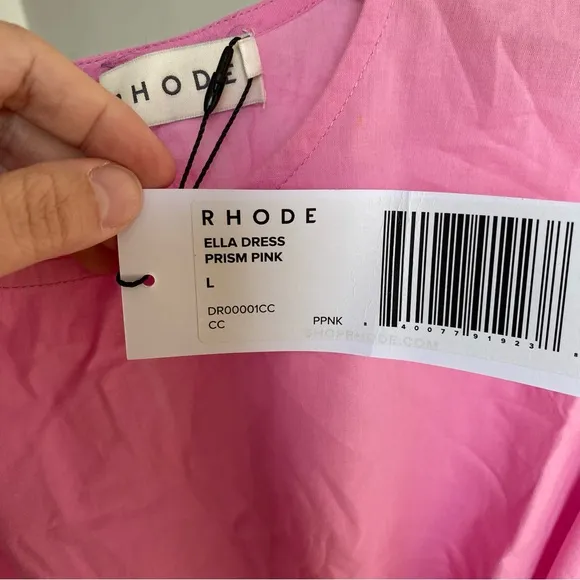 $395 NWT Rhode Ella Cotton Dress in Prism Pink #2 Sz Large
