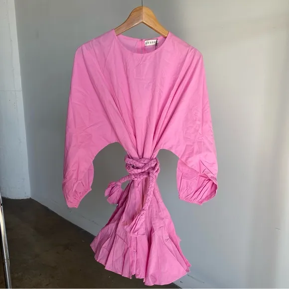 $395 NWT Rhode Ella Cotton Dress in Prism Pink #2 Sz Large