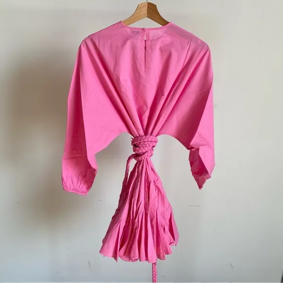 $395 NWT Rhode Ella Cotton Dress in Prism Pink Sz X-Small