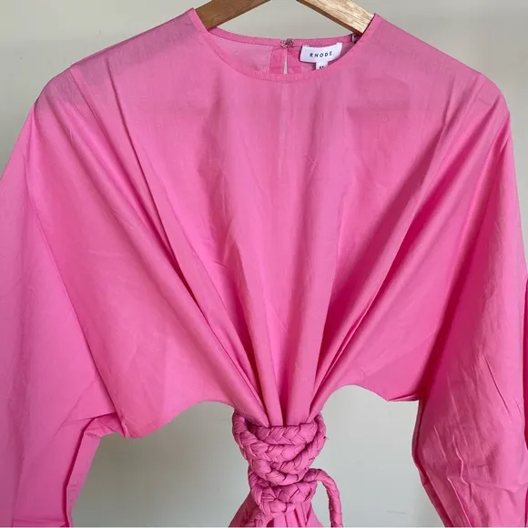 $395 NWT Rhode Ella Cotton Dress in Prism Pink Sz X-Small