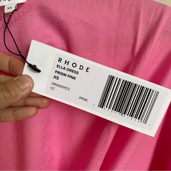 $395 NWT Rhode Ella Cotton Dress in Prism Pink Sz X-Small