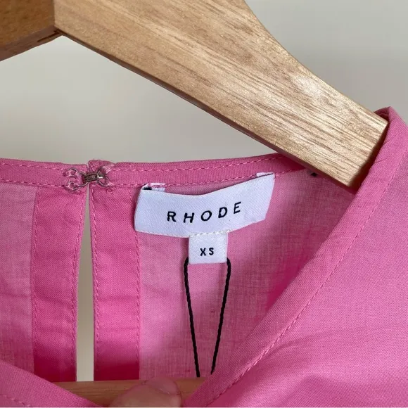 $395 NWT Rhode Ella Cotton Dress in Prism Pink Sz X-Small
