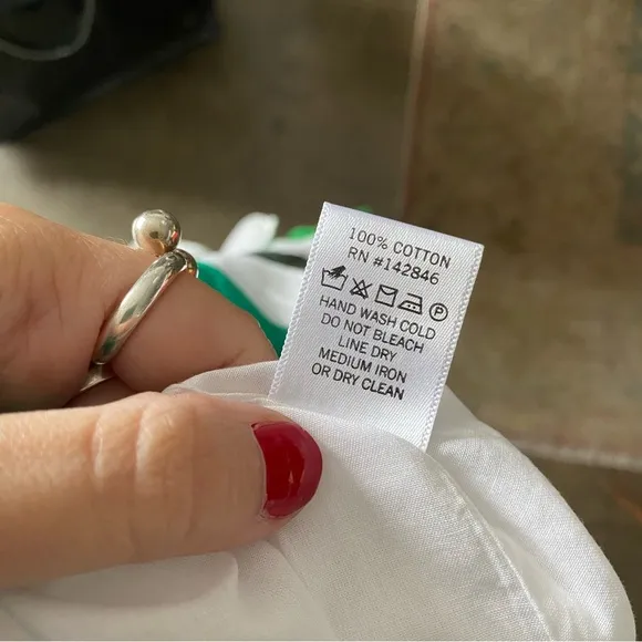 $395 NWT Rhode Ella Cotton Dress in White and Green Sz Small