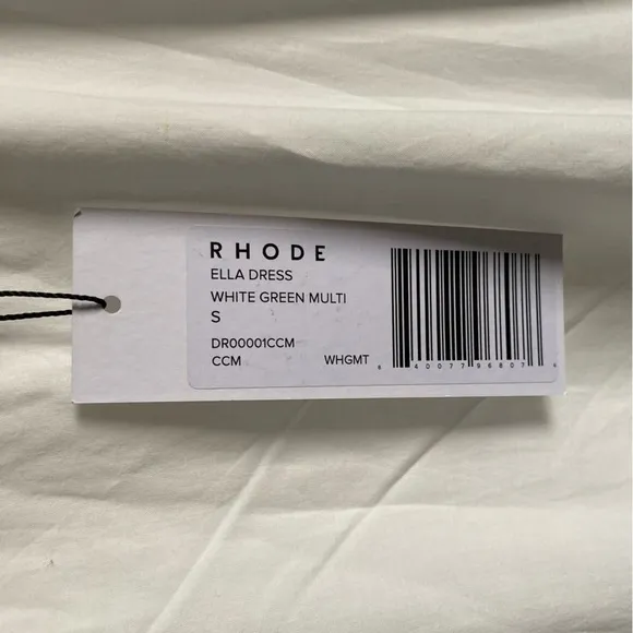 $395 NWT Rhode Ella Cotton Dress in White and Green Sz Small