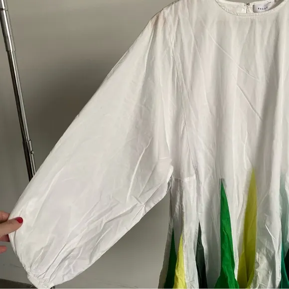 $395 NWT Rhode Ella Cotton Dress in White and Green Sz Small