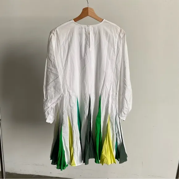 $395 NWT Rhode Ella Cotton Dress in White and Green Sz Small