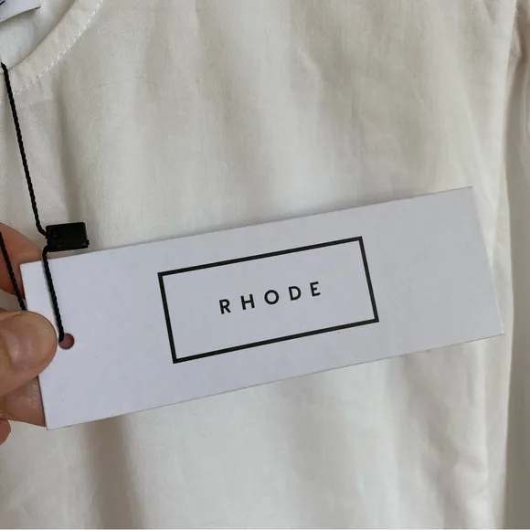 $395 NWT Rhode Ella Cotton Dress in White and Pink Sz Medium
