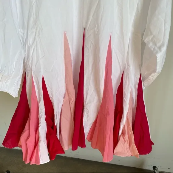 $395 NWT Rhode Ella Cotton Dress in White and Pink Sz Medium