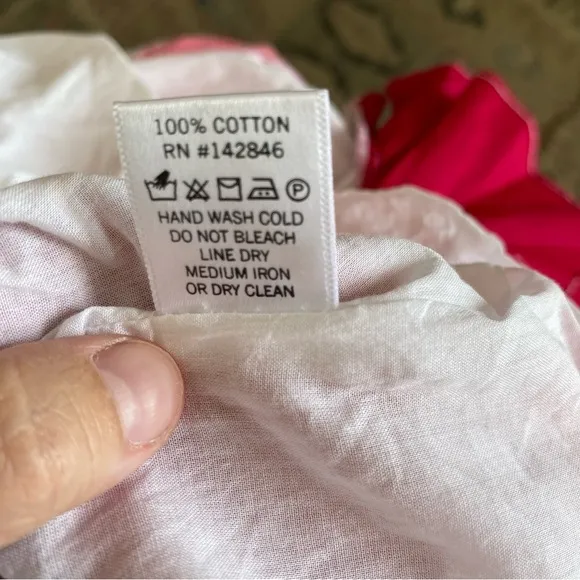 $395 NWT Rhode Ella Cotton Dress in White and Pink Sz Medium