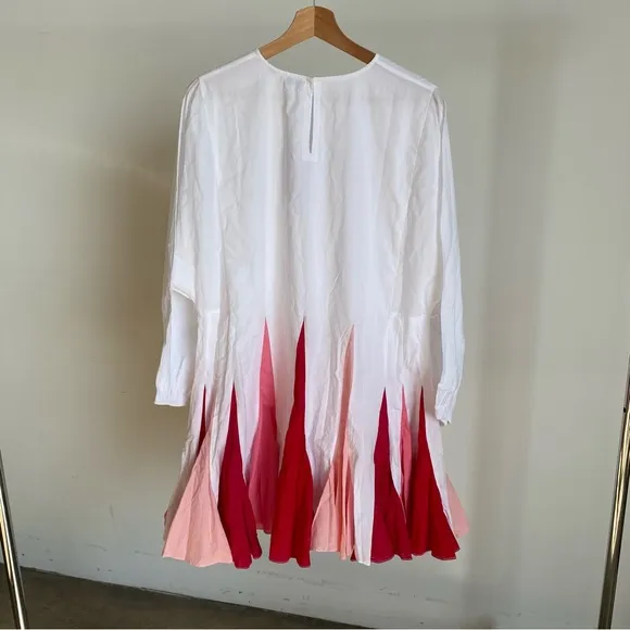 $395 NWT Rhode Ella Cotton Dress in White and Pink Sz Medium