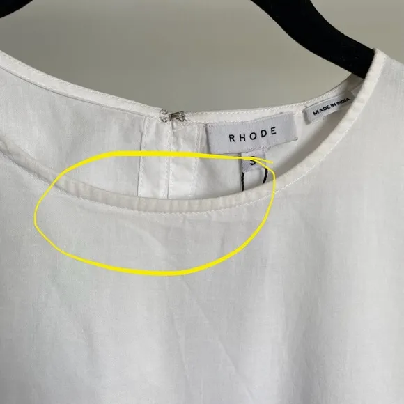 $395 NWT Rhode Ella Cotton Dress in White and Pink Sz Small
