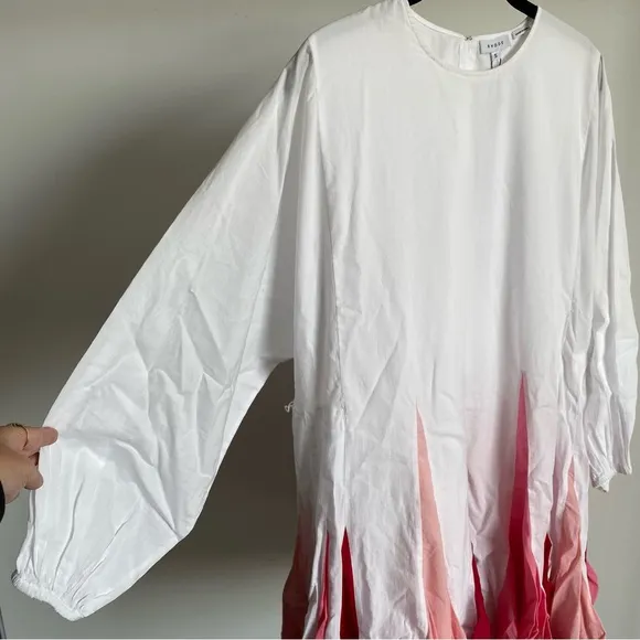 $395 NWT Rhode Ella Cotton Dress in White and Pink Sz Small