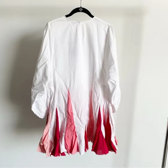 $395 NWT Rhode Ella Cotton Dress in White and Pink Sz Small