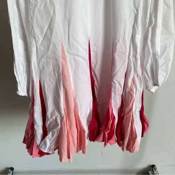 $395 NWT Rhode Ella Cotton Dress in White and Pink Sz Small