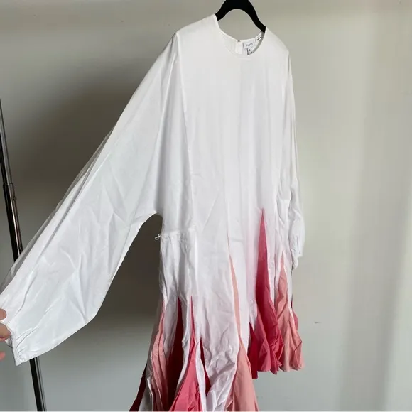 $395 NWT Rhode Ella Cotton Dress in White and Pink Sz Small