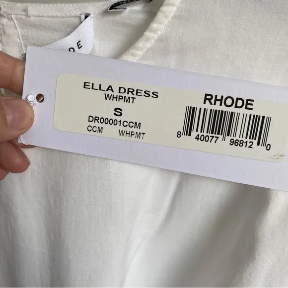 $395 NWT Rhode Ella Cotton Dress in White and Pink Sz X-Small
