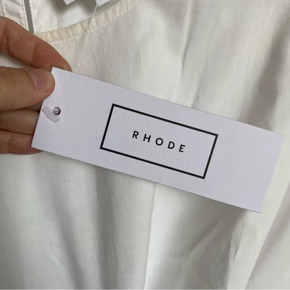 $395 NWT Rhode Ella Cotton Dress in White and Pink Sz X-Small