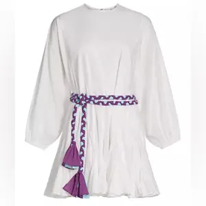 $395 NWT Rhode Ella Cotton Dress in White and Purple Sz Small