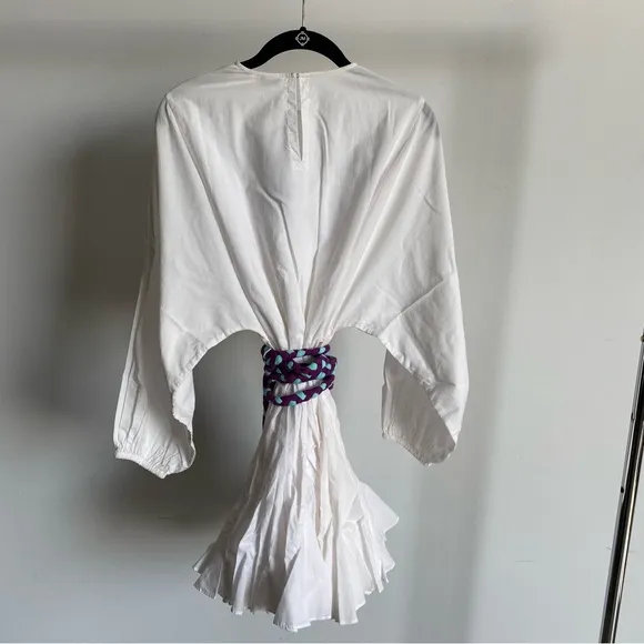 $395 NWT Rhode Ella Cotton Dress in White and Purple Sz Small