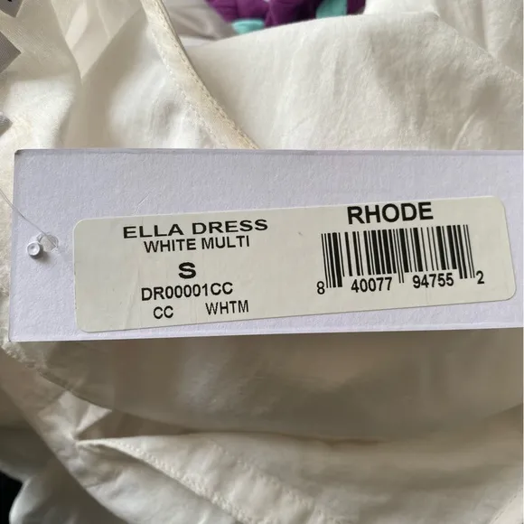 $395 NWT Rhode Ella Cotton Dress in White and Purple Sz Small