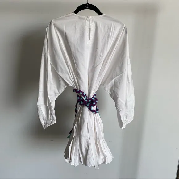 $395 NWT Rhode Ella Cotton Dress in White and Purple Sz X-Small