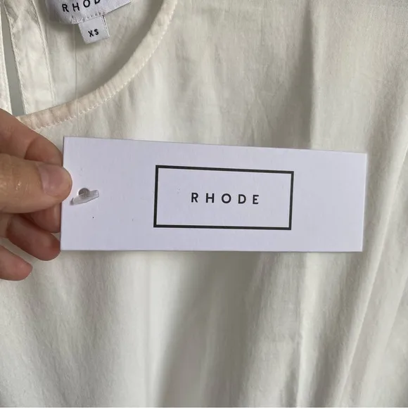 $395 NWT Rhode Ella Cotton Dress in White and Purple Sz X-Small