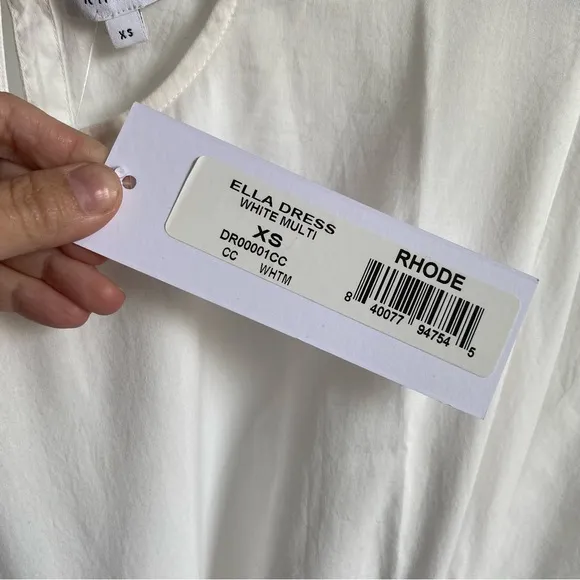 $395 NWT Rhode Ella Cotton Dress in White and Purple Sz X-Small