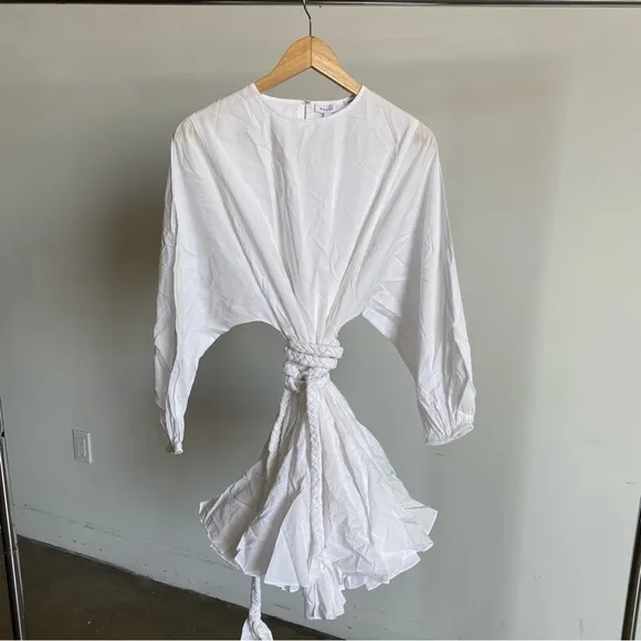 $395 NWT Rhode Ella Cotton Dress in White Sz Small