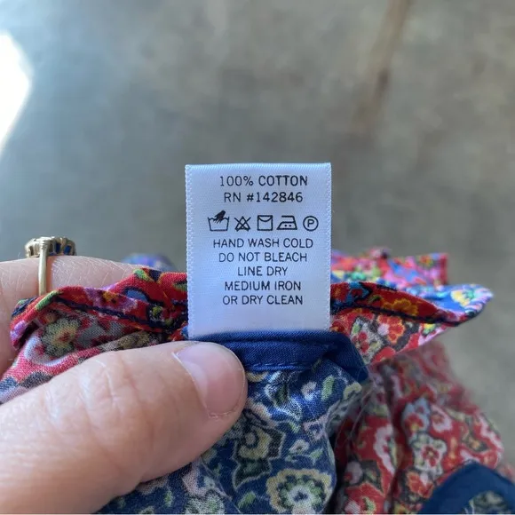 $495 NWT Rhode Ella Cotton Dress in Navy Mosaic Floral Sz Small