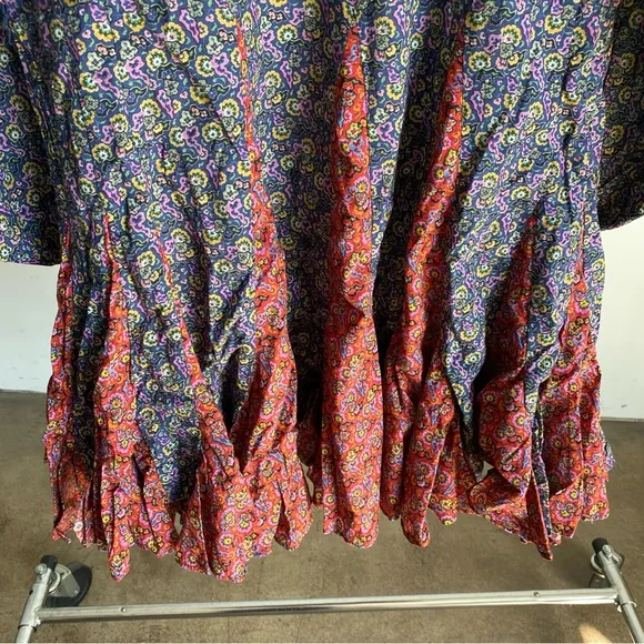 $495 NWT Rhode Ella Cotton Dress in Navy Mosaic Floral Sz Small