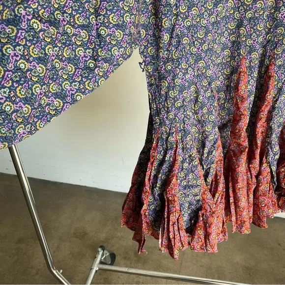 $495 NWT Rhode Ella Cotton Dress in Navy Mosaic Floral Sz Small