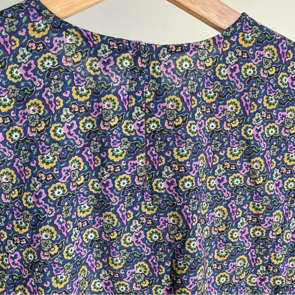 $495 NWT Rhode Ella Cotton Dress in Navy Mosaic Floral Sz Small