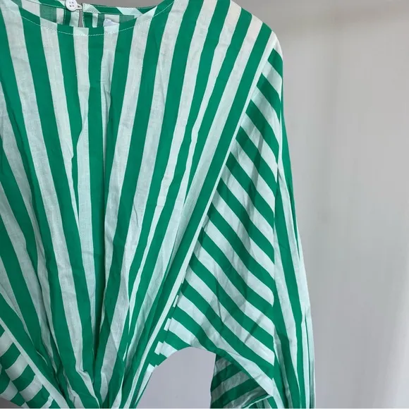 $495 NWT Rhode Green and White Ella Curacao Striped Dress Sz S