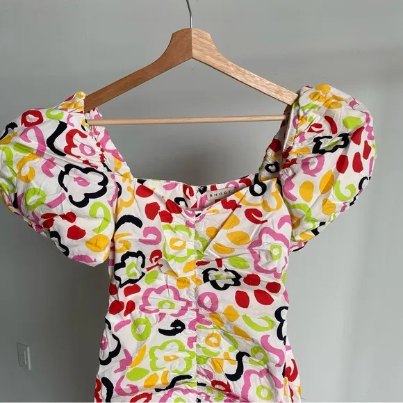 $495 NWT Rhode Tessa Cotton Poplin Dress in Painted Bloom Sz 0