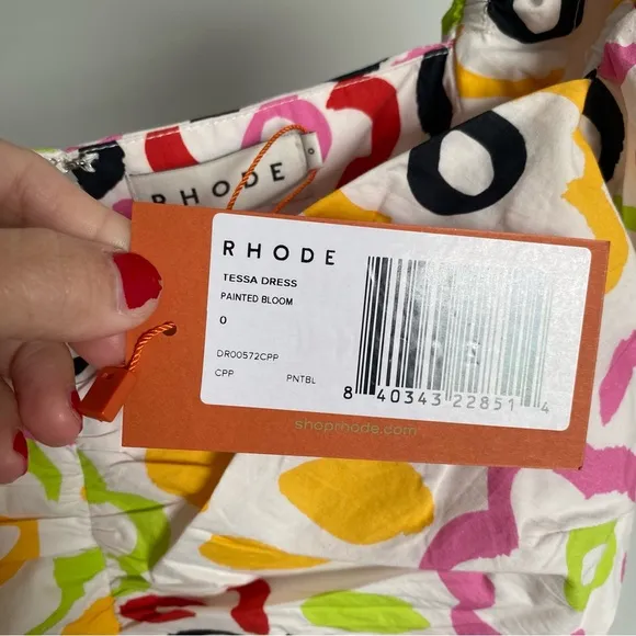 $495 NWT Rhode Tessa Cotton Poplin Dress in Painted Bloom Sz 0